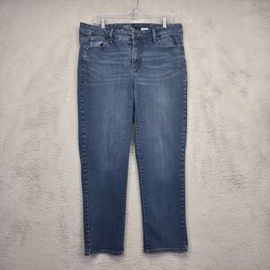 Time and Tru Jeans Women 16 Blue Straight Leg Mid Rise Medium Wash Cropped Ankle